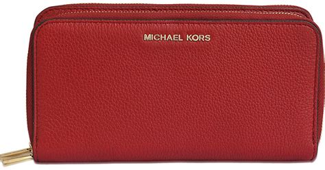 michael kors bedford wallet red|Michael Kors double zipper wallet.